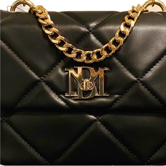 Badgley Mischka Black Gold Chain Quilted Crossbody Bag NWT - Picture 4 of 13